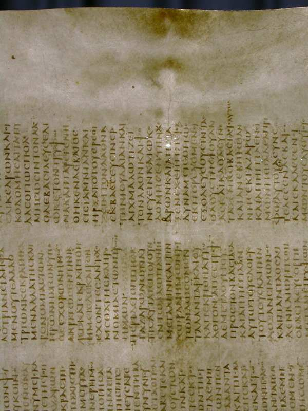 b) Die Majuskeln / Codices Seit dem 4.Jh. wurde der Beschreibstoff Papyrus immer mehr durch Pergament ersetzt, Die Schrift ist die gleiche wie die der Papyri.