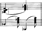 Septnonakkord auf b in Takt 39 der ersten Nummer des ersten Aktes. Das gis wird durch enharmonische Verwechslung zum as und der Akkord wird um ein c erweitert.
