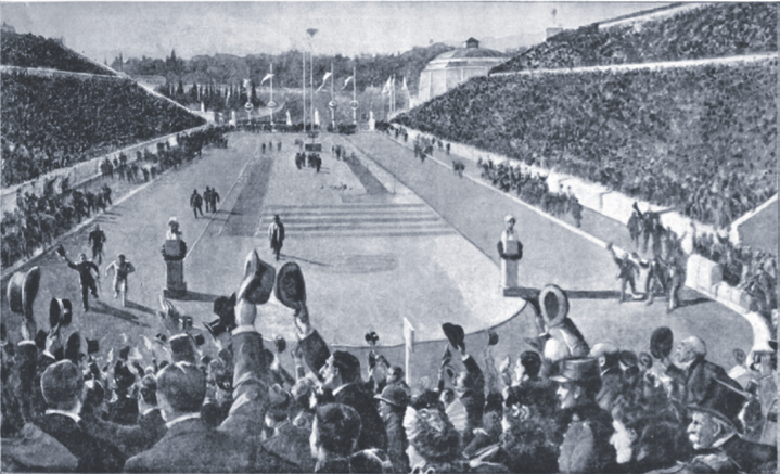 Rasen mit Geschichte Abb. 1: Spiridon Louis Ankunft im Stadion am Tage des Marathonlaufes ein Subjekt entstehen lassen sollte, das den Herausforderungen der Moderne gewachsen ist.