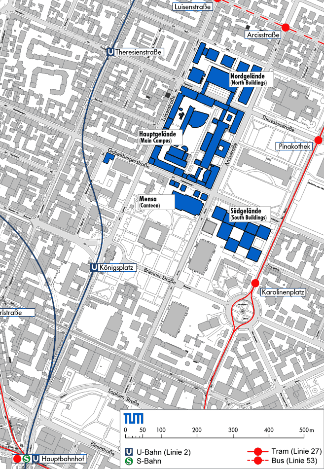 15 5 Wegbeschreibung Lehrstuhl und Baustoffsammlung Baustoffsammlung der Architekturfakultät der TU München TUM Nordgelände, Theresienstaße.