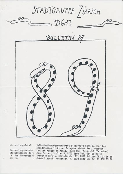 Für die Stadtgruppe gestaltete er von 1987 2001 die Titelblätter von Bulletin 16 51.