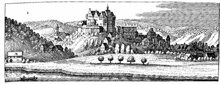 Abb. 27: Kupferstich von Matthäus Merian Die Schalksburg (1647) dem Besitzer, dem Fensterfabrikanten Heinrich Rodenberg, gründlich restauriert.