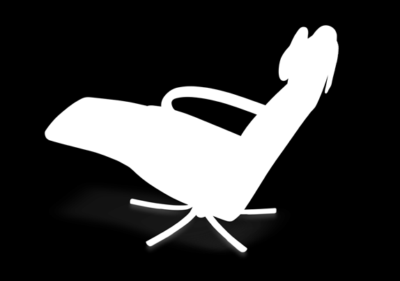Der Sessel ist mit Tellerfuss oder Sternfuss in verschiedenen Ausführungen erhältlich.