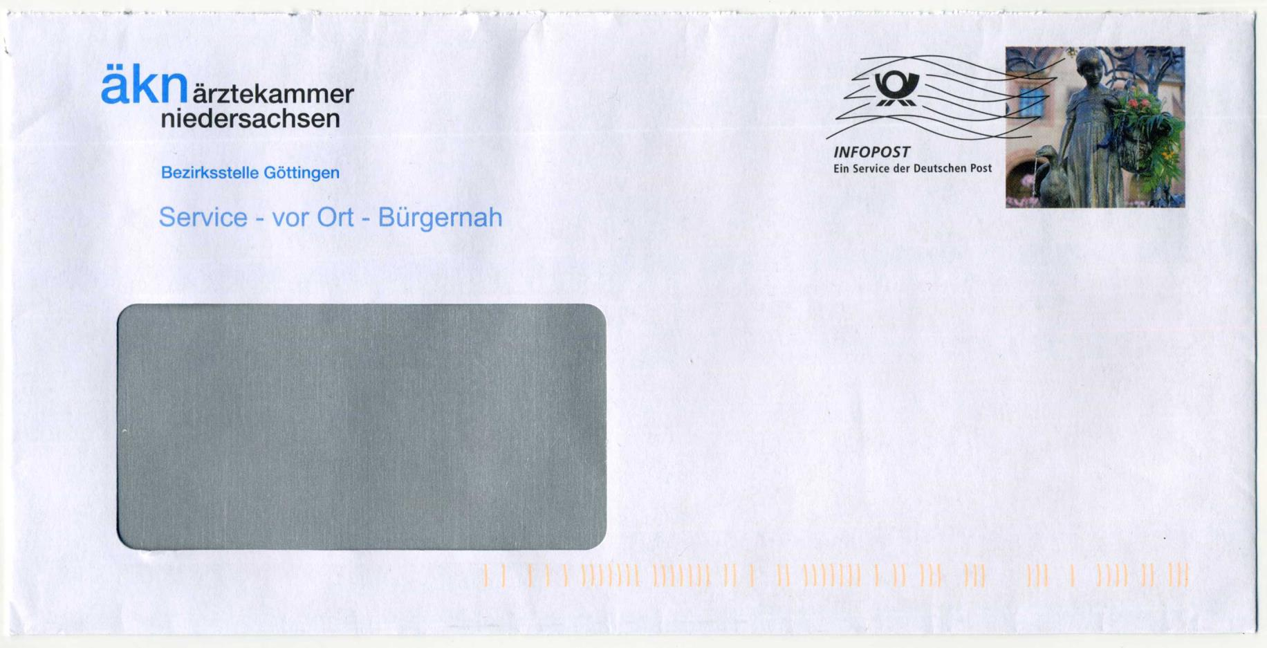 Dieser private Infopost-Umschlag der ÄKN aus dem Jahr 2014 basiert