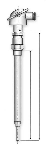 50 - WMS // Gerade Widerstandsthermometer mit Metallschutzrohr und eingebautem Messeinsatz Die Produktgruppe 50-WMS umfasst einbaufertige grosse und kleine gerade Widerstandsthermometer mit