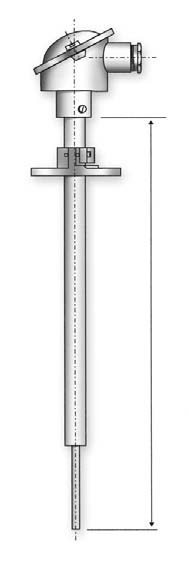 50 - WMS // Gerade Widerstandsthermometer mit Metallschutzrohr und eingebautem Messeinsatz weitere Bestellbeispiele: Widerstandsthermometer 1 x Pt 100 2-Leiter mit Anschlusskopf Form B und
