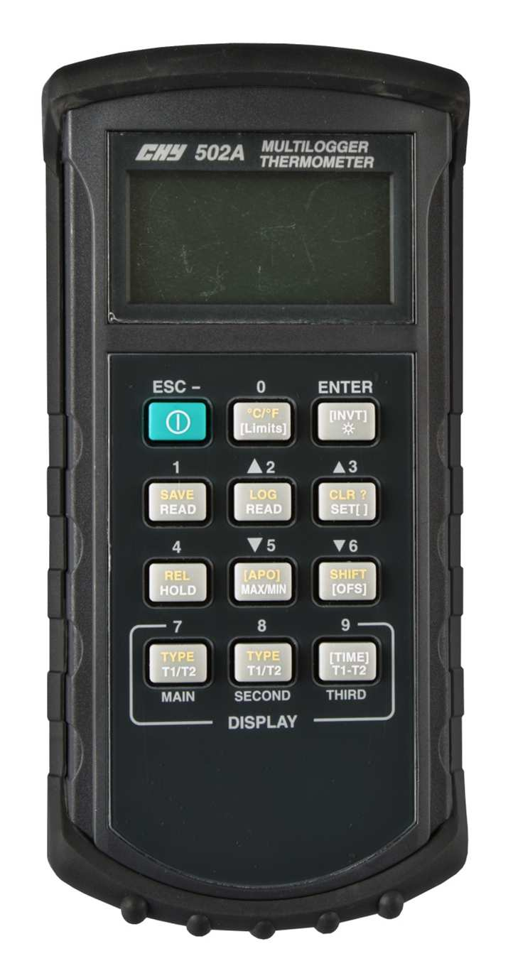 Digitalthermometer Typ 502A Multithermometer für Elementtyp K/J/T/E/R/S/N Technische Daten Messbereich entsprechend den DIN-Werten der angegebenen Elementtypen Genauigkeit ± 0,75% vom Messwert
