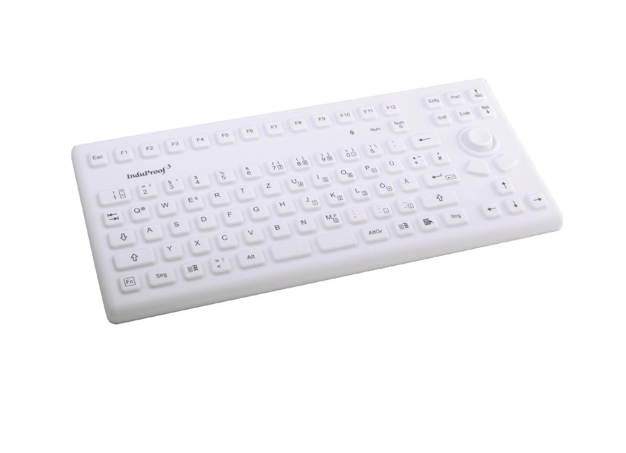 InduProof 3 - die dritte Generation der silikonummantelten -Tastatur InduProof 3 TKG-086-MB- Vollkommen dichte Tastatur mit Mausbutton Die Kompaktversion der InduProof-Familie Nur 320 mm Baubreite