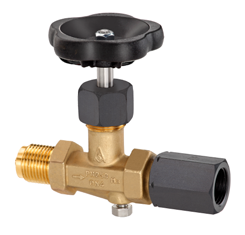 Versions: Stop valve DIN 6 270 without test connection Stop valve DIN 6 27 with test connection Design A with clamping sleeve DIN 6 28 or Design B with shaft for wall bracket with nipple and swivel
