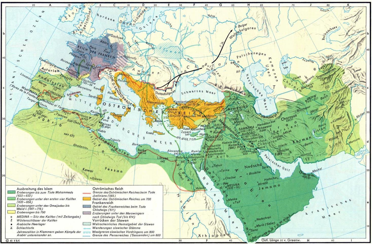 622: Muhammad geht von Mekka nach Medina 632: Tod