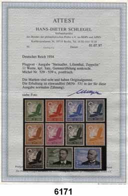 .. 529 bis 539 x 130,- 6172 Postfrische Sammlung 1933 bis 1945 Insgesamt sehr gut besetzt, vorn einige Werte ungebraucht, sonst sehr sauber; dabei 32 Briefe/Karten überwiegend mit Sonderstempel.