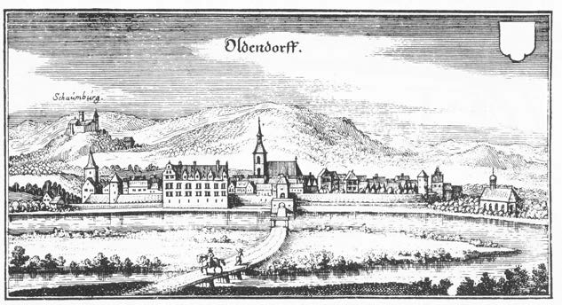 87 Abb. 10 Hessisch Oldendorf. Ansicht von Süden um 1647. Kupferstich aus Matthäus Merian, Topographia Westphaliae, Frankfurt/M. 1647, Taf. 28.