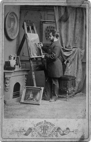 94 Abb. 3 Rudolf Oberst beim Anfertigen eines Ölporträts, um 1878 Das Fotoatelier Fritz Frohse ist um das Jahr 1863 erstmals fassbar.