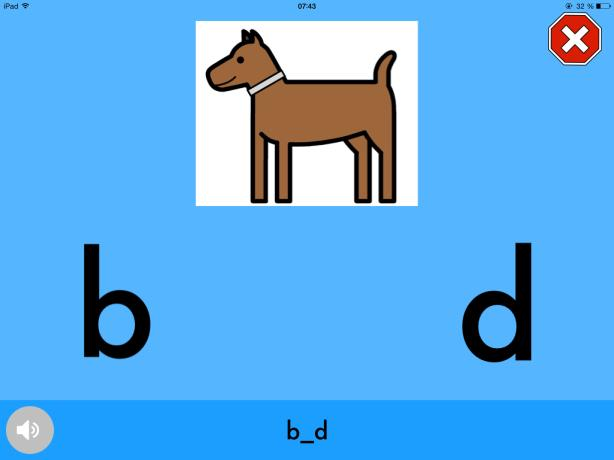 Abb 4-5: Hörst du ein b oder ein d? in der App QuizMaker auf dem ipad Eigene Reimgeschichten schreiben Sie können ganz einfache Reimgeschichten selbst schreiben, über Themen die den UK-Nutzer bzw.