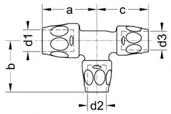 3fit -Push Steckfittings für die Trinkwasser- und Heizungsinstallation Serie 23000 23130 T-Stück,