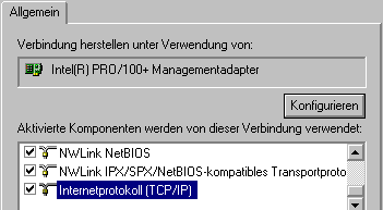 IP-Einstellungen IP-Adresse automatisch beziehen in Windows 2000 In Windows 2000 gehen Sie folgendermaßen vor: 1. Wählen Sie Start / Einstellungen / Netzwerk- und DFÜ- Verbindungen. 2. Wählen Sie mit einem Doppelklick die LAN-Verbindung der mit der FRITZ!