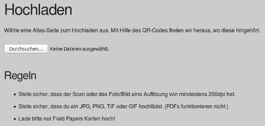 Es kann ein paar Minuten dauern bis das Field Paper hochgeladen wird, je nach der