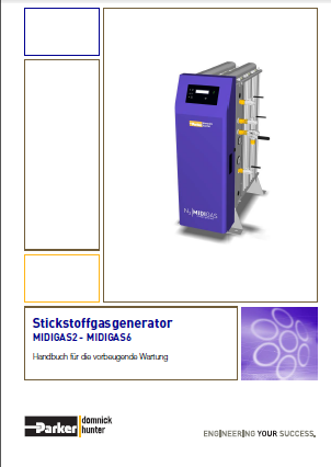 Stickstoff-Gas Generator MIDIGAS / MAXIGAS Entfernt Sauerstoff und Wasser aus einem Druckluftstrom und erzeugt Stickstoff mit dem Druckwechsel-Verfahren Stickstoff-Pufferbehälter erforderlich Für