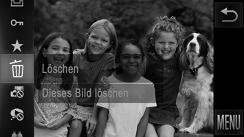 Ausprobieren der Kamera Löschen von Bildern Sie können nicht benötigte Bilder einzeln auswählen und löschen.