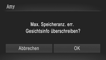 Sie können außerdem Gesichtsinfos hinzufügen, wenn nicht alle fünf Gesichtsinfobereiche ausgefüllt sind.