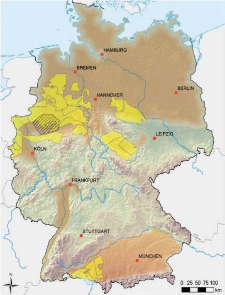 Potentielle unkonventionelle Erdgasvorkommen Braun: Schiefergas- und Flözgaspotential Flözgas: NRW Schiefergas: Niedersachsen, NRW, Baden- Württemberg, Thüringen,