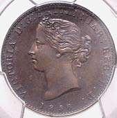 Victoria 1837-1901. Cu Cent 1843. K.M. 1. In US Plastic-Holder PCGS MS63BN.