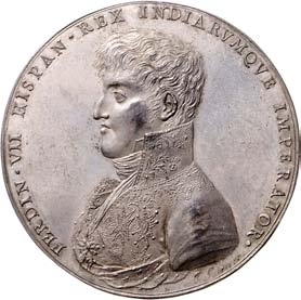 Medaille 1808, von Gordillo. Auf die Huldigung der Stadt Zacatecas.