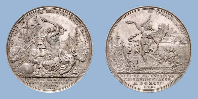 1258 1258 William and Mary 1688-1694. Medaille 1692, von P.H.
