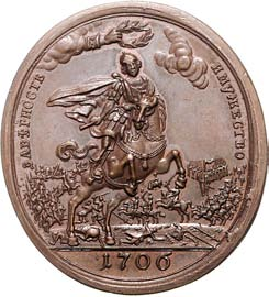 1417 1418 1417 Ovale Bronzemedaille 1706, unsigniert, nach der Medaille von Haupt.