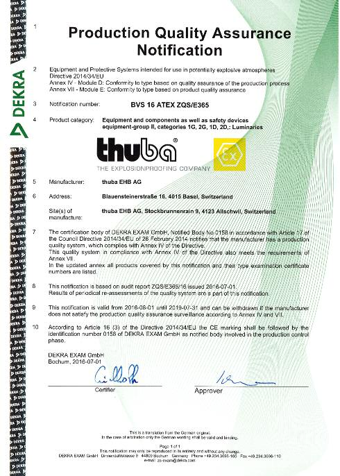 Manual BVS 14 ATEX E 106 X 30 Ihr Partner für international zertifizierte Lösungen im Explosionsschutz.
