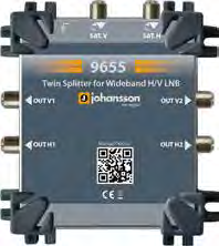 Breitband-Satellitenverteiltechnik NEU BREITBAND-SPLITTER 9655 2-fach Splitter für Breitband-Stammleitungen (H/V) Niedrige Einfügungsdämpfung DC-Durchgang 9655 Eingang - 2 (H&V) Ausgang - 4 (dual