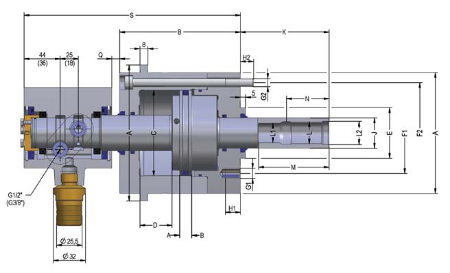 Hydraulische Vollspannzylinder OVS T max/min.