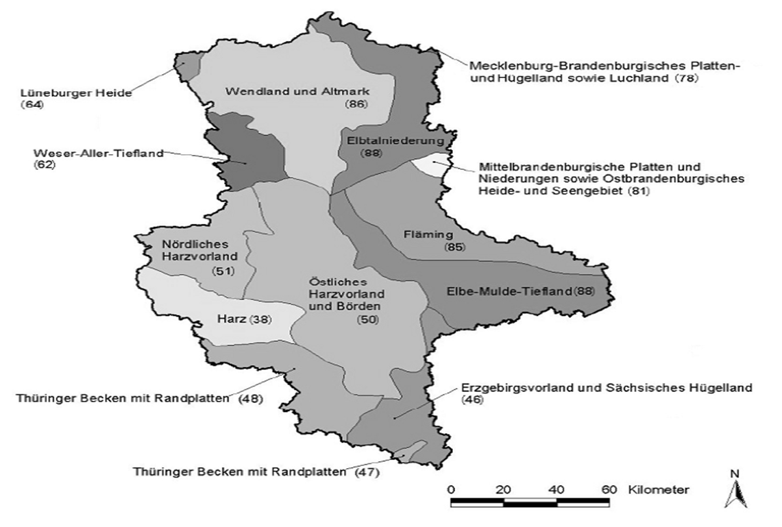 G.3 Räumliche Abgrenzung Abbildung G.1: Naturraumgruppen Sachsen-Anhalts (nach SCHEFFLER und FRÜHAUF, 2011).
