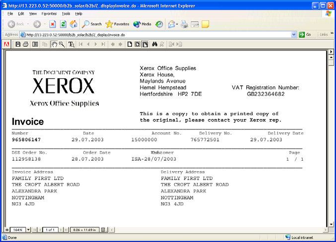 So sieht dann eine Rechnung über Xtranet + im PDF Format aus und hier die detaillierte