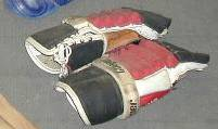 21600 Eishockey Handschuhe Original schweres Leder, Gebrauchsspuren