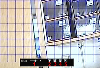 Area Setup Menü: es befindet sich ein blaues Gitter über dem Kamerabild.
