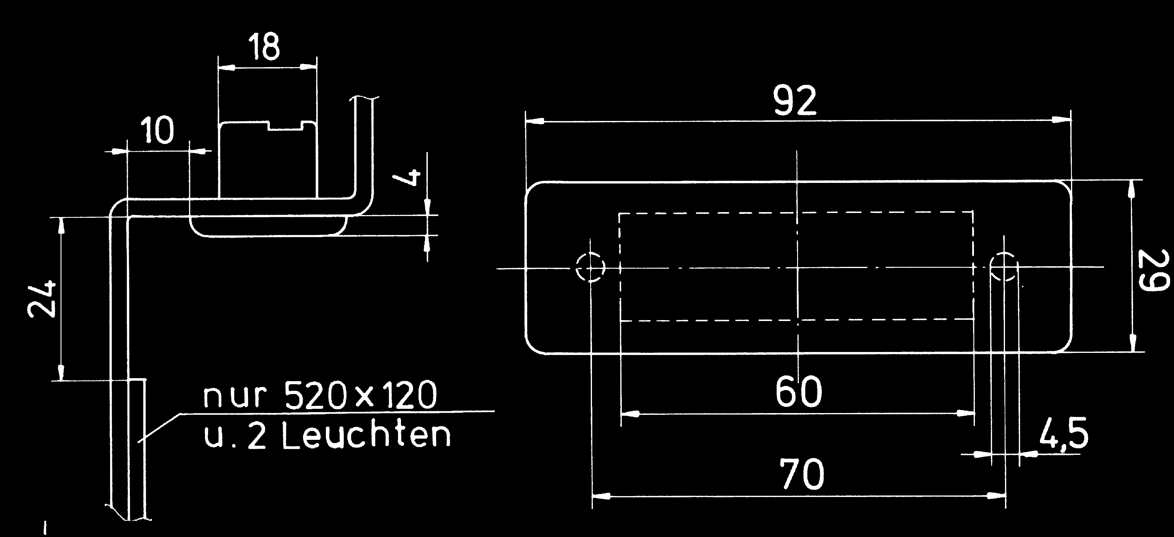 101 K 420 Kennzeichenleuchte für den Einbau, Flachsteckanschluss links Glühlampe: C 5 W; E1 22872 Number Plate Light for flush