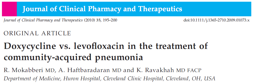acap Doxycyclin als Alternative RTC bei 65 Patienten mit hospitalisierter CAP (mittlerer PSI 60): Therapieversagen: