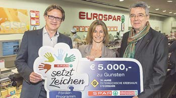 Anlässlich Sdes Jubiläums 70 Jahre österreichische Krebshilfe Steiermark startete SPAR Anfang Oktober 2016 wieder eine Spendenaktion: Die Erlöse aus dem Verkauf von vier bestimmten Produkten kommen