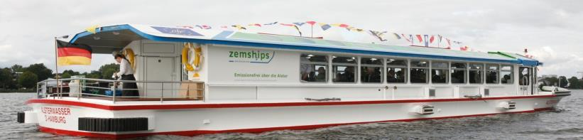 Applikationen - Maritim ZEMSHIPS Projekt, Hamburg Null Emissionen Passagierschiff Kapazität 100 Passagiere ZEMSHIPS Projekt Partner ATG, Linde, German Lloyd, Stadt Hamburg, Proton Motor Proton Motor