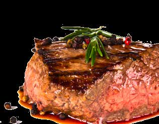 Unsere Steakkarte Saftiges Schweinerückensteak vom Grill mit Kräuterbutter 13,90 Rumpsteak