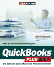 Quick Books 2004 verspricht, die Büroarbeit vom Einkauf über den Verkauf bis zum Zahlungsverkehr zu unterstützen inkl. Buchhaltung und Bilanz.