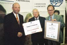 ), Geschäftsführer Fischer Deutschland; Walter Dech (Mitte), Präsident der HWK Pfalz; Dominik Rössler (re.