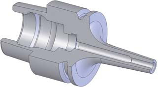 Eigenschaften der weltweit patentgeschützten ThermoGrip -Schrumpftechnologie TSF ThermoGrip schlanke Futter Für den Werkzeugformenbau. Schlanke Außenkontur, mit 3 Schräge für den Formenbau.