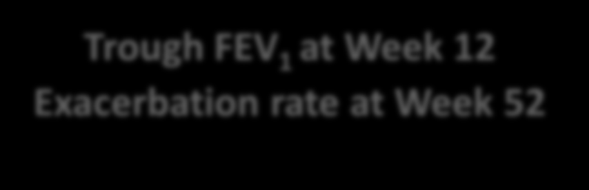 Trough FEV 1 at Week 12 Exacerbation rate at Week 52 FEV 1,
