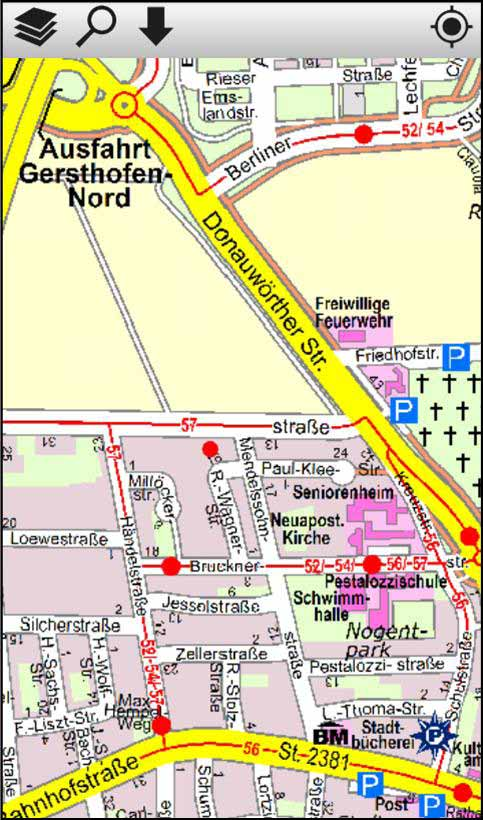 Als Beispiel für eine solche native App im GIS-Kontext kann die Service App für Gemeinden der GI Geoinformatik GmbH genannt werden.