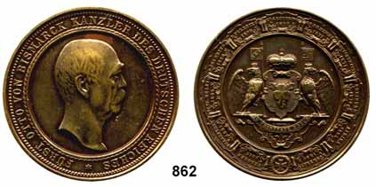 , fast vorzüglich 30,- 862 - Bronzemedaille 1890 (W. Mayer). Kopf rechts.