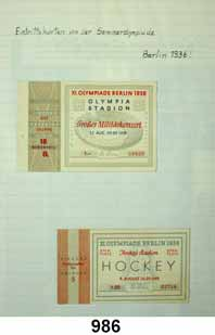 88 M E D A I L L E N Olympiade 1 9 3 6 986 Olympische Spiele 1936 Dokumentation der Sommer- und Winterolympiade durch eine Schülerin, mit handschriftlichen Eintragungen,