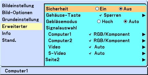 5. Anwendung des Bildschirm-Menüs 3. Geben Sie noch einmal dieselbe Kombination der SELECT-Tasten ein und drücken Sie dann die ENTER-Taste. Daraufhin erscheint der Bestätigungsbildschirm. 4.