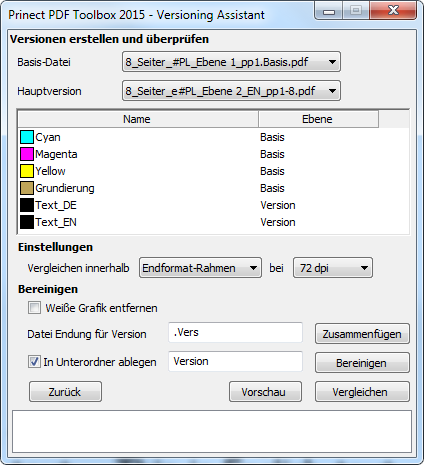 2.7 Versioning Assistant Neu: Zusammenfügen von Basis und Version Bei getrennt angelieferten Dateien wird zu jeder
